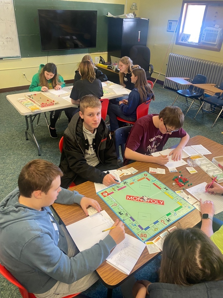 students playing monopoly board game