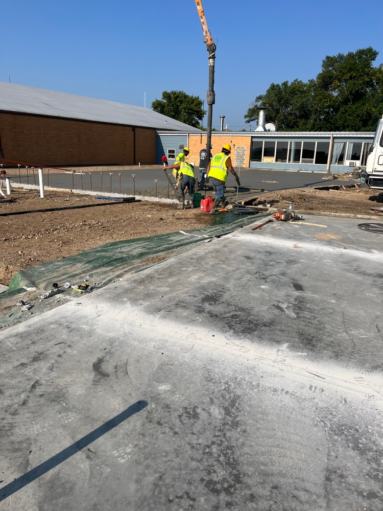 pouring the concrete for the new entrance  