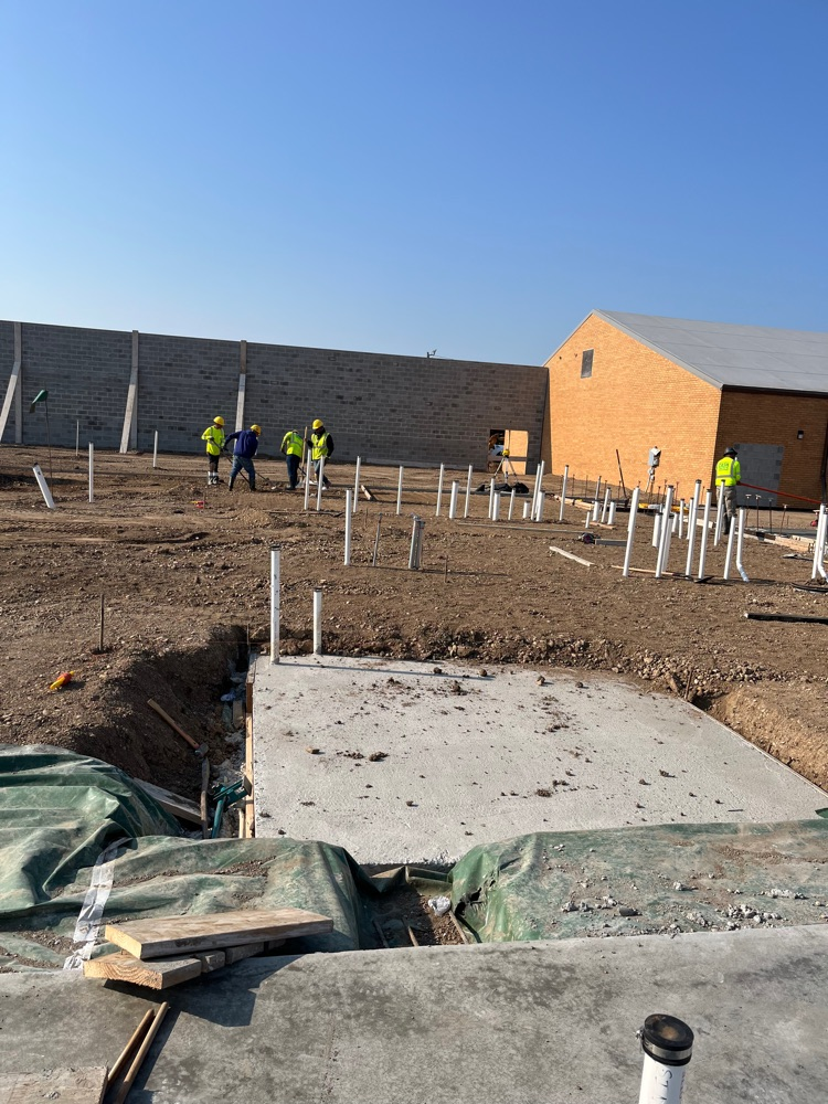 preparing the ground for the concrete slab